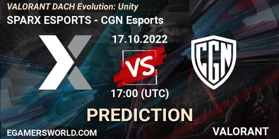 SPARX ESPORTS - CGN Esports: Maç tahminleri. 17.10.2022 at 17:00, VALORANT, VALORANT DACH Evolution: Unity