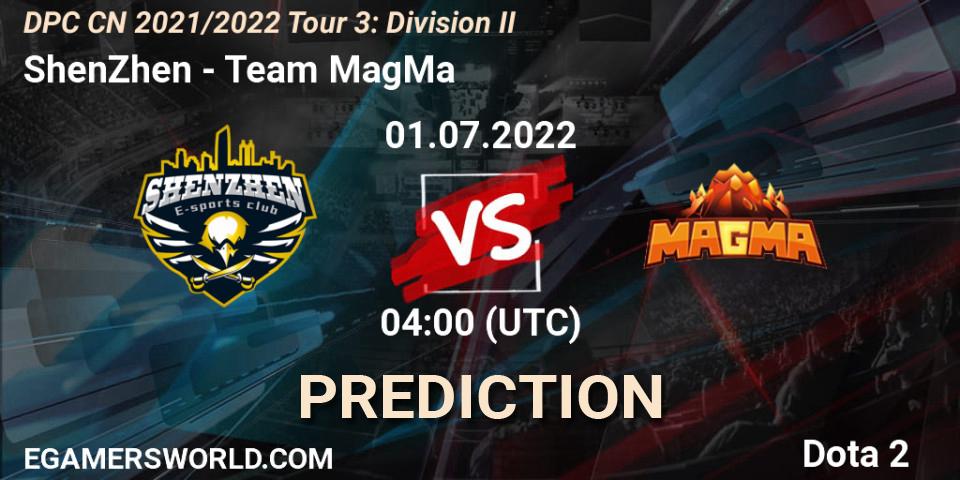 ShenZhen - Team MagMa: Maç tahminleri. 01.07.2022 at 04:01, Dota 2, DPC CN 2021/2022 Tour 3: Division II