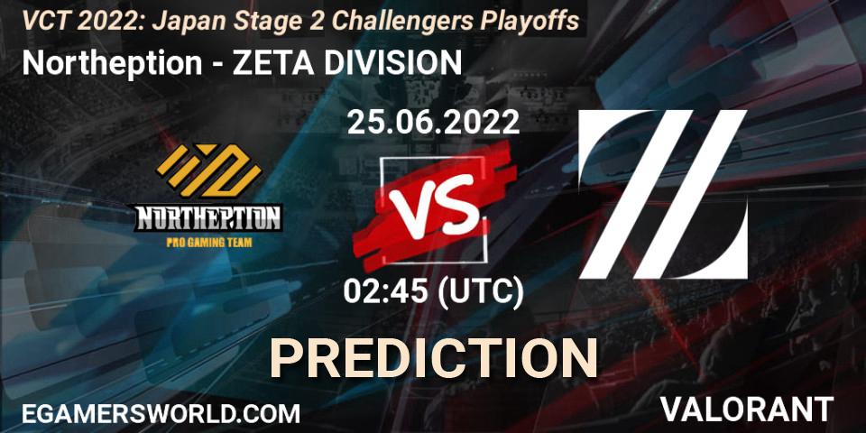 Northeption - ZETA DIVISION: Maç tahminleri. 25.06.2022 at 02:45, VALORANT, VCT 2022: Japan Stage 2 Challengers Playoffs
