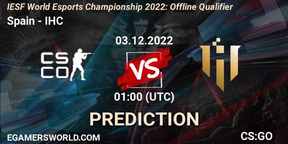 Spain - IHC: Maç tahminleri. 03.12.2022 at 01:00, Counter-Strike (CS2), IESF World Esports Championship 2022: Offline Qualifier