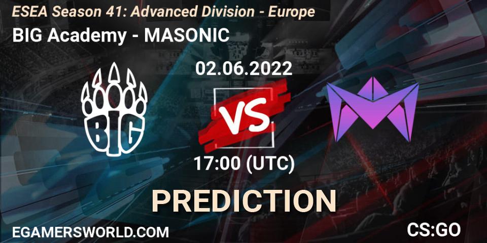 BIG Academy - MASONIC: Maç tahminleri. 02.06.2022 at 17:00, Counter-Strike (CS2), ESEA Season 41: Advanced Division - Europe