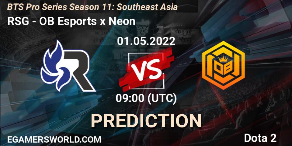 RSG - OB Esports x Neon: Maç tahminleri. 30.04.2022 at 09:16, Dota 2, BTS Pro Series Season 11: Southeast Asia