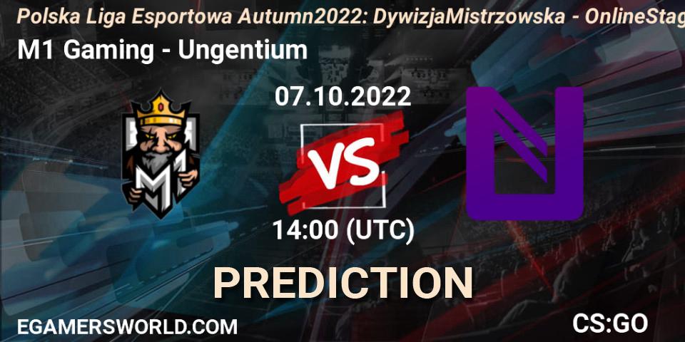 M1 Gaming - Ungentium: Maç tahminleri. 07.10.2022 at 14:00, Counter-Strike (CS2), Polska Liga Esportowa Autumn 2022: Dywizja Mistrzowska - Online Stage