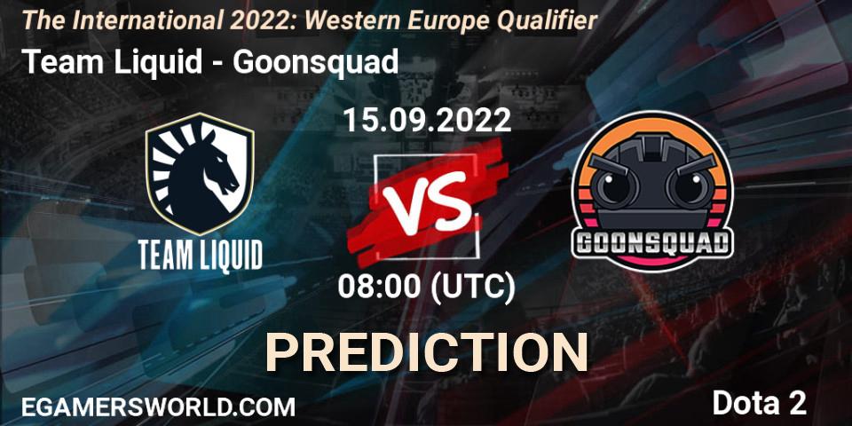 Team Liquid - Goonsquad: Maç tahminleri. 15.09.2022 at 08:06, Dota 2, The International 2022: Western Europe Qualifier
