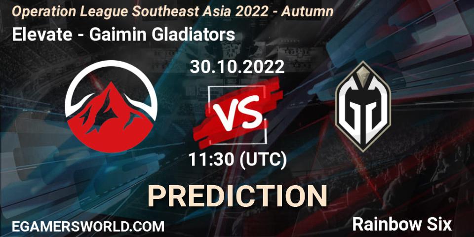 Elevate - Gaimin Gladiators: Maç tahminleri. 30.10.2022 at 11:30, Rainbow Six, Operation League Southeast Asia 2022 - Autumn