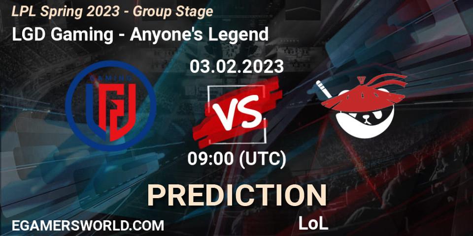 LGD Gaming - Anyone's Legend: Maç tahminleri. 03.02.23, LoL, LPL Spring 2023 - Group Stage
