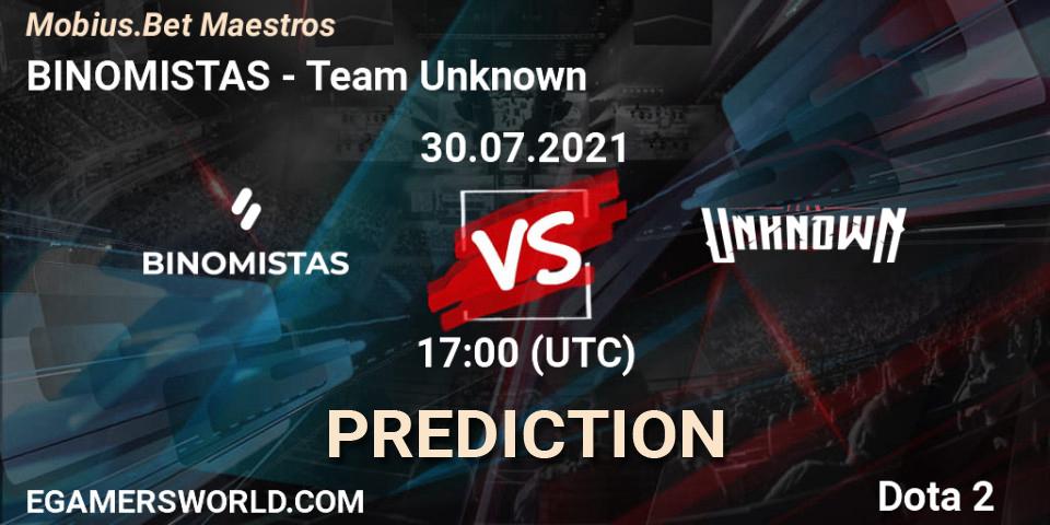 BINOMISTAS - Team Unknown: Maç tahminleri. 30.07.2021 at 19:00, Dota 2, Mobius.Bet Maestros