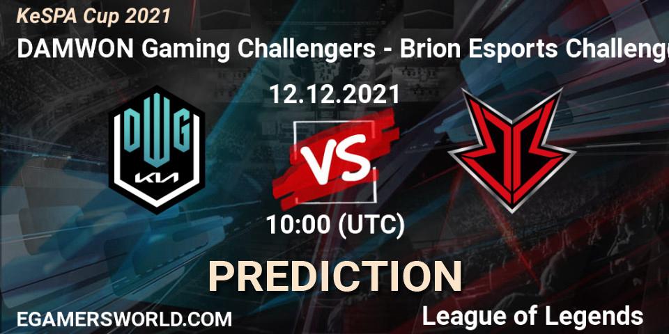 DAMWON Gaming Challengers - Brion Esports Challengers: Maç tahminleri. 12.12.2021 at 08:00, LoL, KeSPA Cup 2021