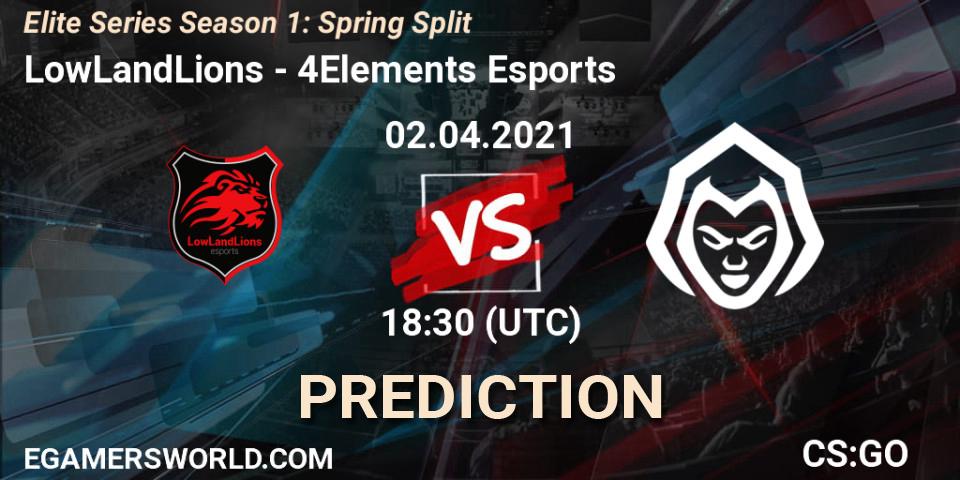 LowLandLions - 4Elements Esports: Maç tahminleri. 02.04.2021 at 19:10, Counter-Strike (CS2), Elite Series Season 1: Spring Split