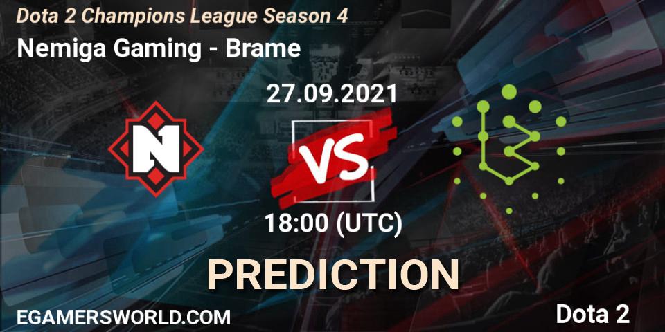 Nemiga Gaming - Brame: Maç tahminleri. 27.09.2021 at 18:57, Dota 2, Dota 2 Champions League Season 4