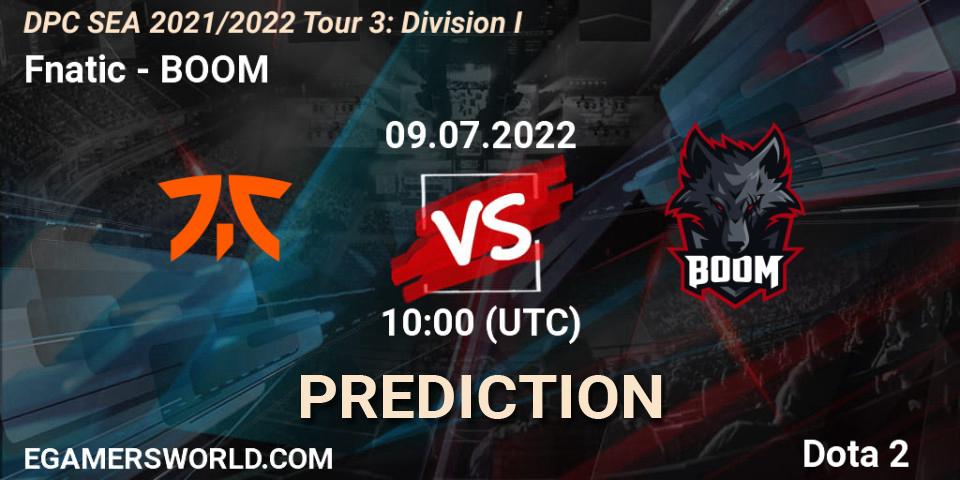 Fnatic - BOOM: Maç tahminleri. 09.07.2022 at 10:00, Dota 2, DPC SEA 2021/2022 Tour 3: Division I
