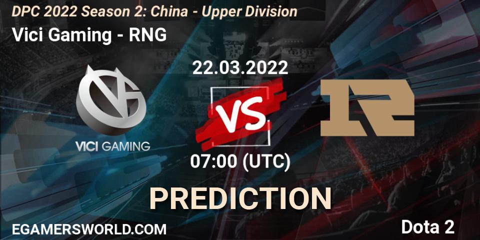 Vici Gaming - RNG: Maç tahminleri. 22.03.22, Dota 2, DPC 2021/2022 Tour 2 (Season 2): China Division I (Upper)