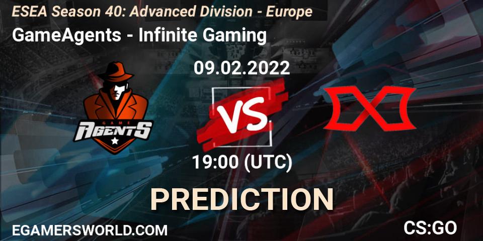 GameAgents - Infinite Gaming: Maç tahminleri. 09.02.2022 at 19:00, Counter-Strike (CS2), ESEA Season 40: Advanced Division - Europe