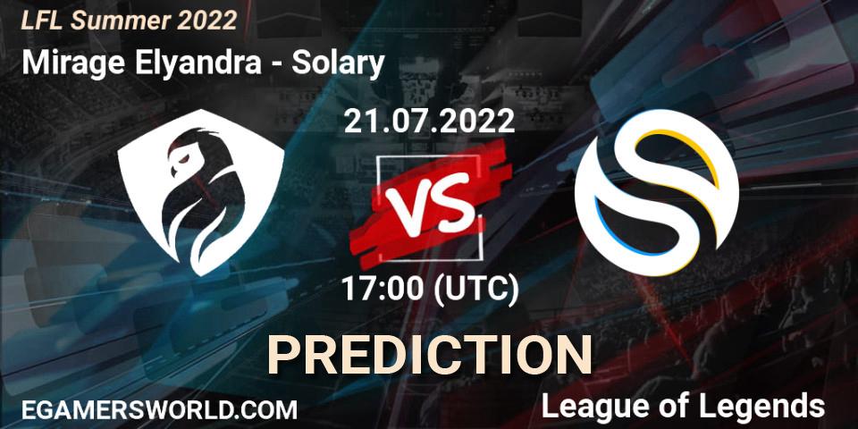 Mirage Elyandra - Solary: Maç tahminleri. 21.07.2022 at 17:00, LoL, LFL Summer 2022