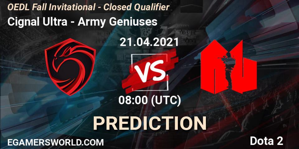 Cignal Ultra - Army Geniuses: Maç tahminleri. 21.04.2021 at 08:09, Dota 2, OEDL Fall Invitational - Closed Qualifier
