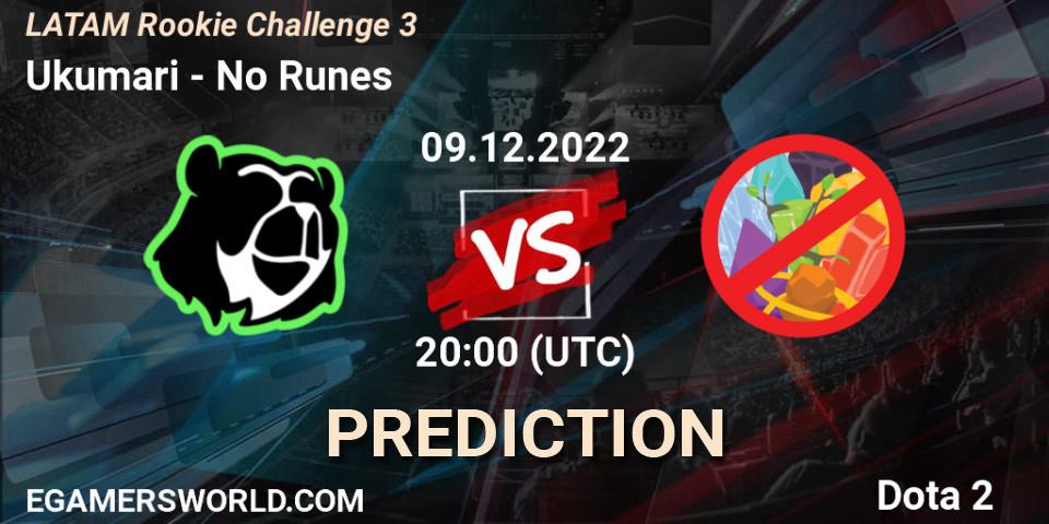 Ukumari - No Runes: Maç tahminleri. 09.12.2022 at 22:16, Dota 2, LATAM Rookie Challenge 3