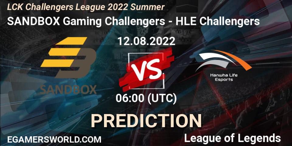 SANDBOX Gaming Challengers - HLE Challengers: Maç tahminleri. 12.08.2022 at 06:00, LoL, LCK Challengers League 2022 Summer