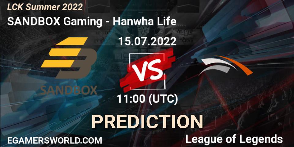 SANDBOX Gaming - Hanwha Life: Maç tahminleri. 15.07.22, LoL, LCK Summer 2022