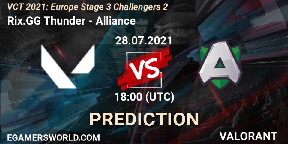 Rix.GG Thunder - Alliance: Maç tahminleri. 28.07.2021 at 18:00, VALORANT, VCT 2021: Europe Stage 3 Challengers 2