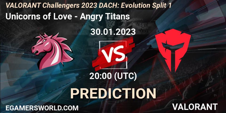 Unicorns of Love - Angry Titans: Maç tahminleri. 30.01.23, VALORANT, VALORANT Challengers 2023 DACH: Evolution Split 1