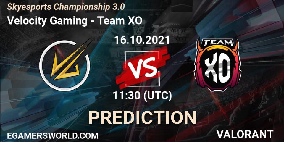 Velocity Gaming - Team XO: Maç tahminleri. 16.10.2021 at 11:30, VALORANT, Skyesports Championship 3.0