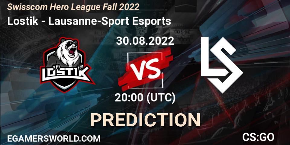 Lostik - Lausanne-Sport Esports: Maç tahminleri. 30.08.2022 at 20:00, Counter-Strike (CS2), Swisscom Hero League Fall 2022