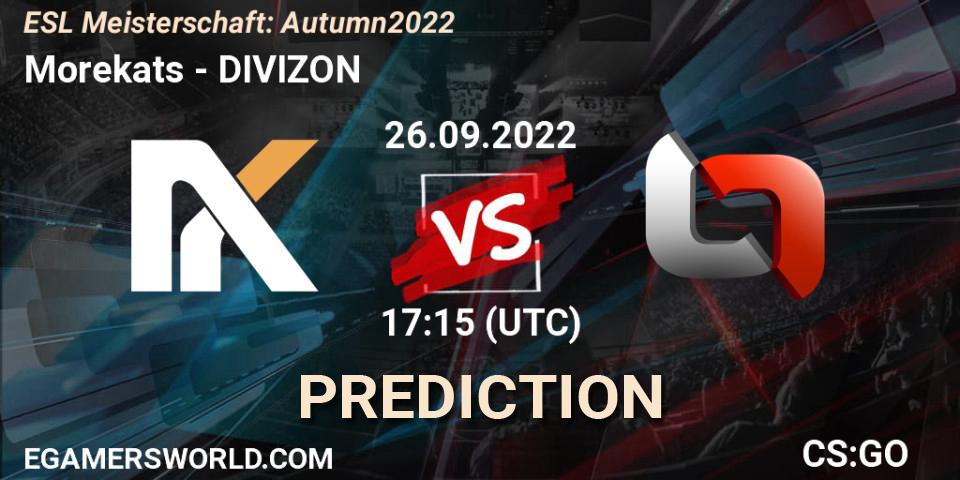Morekats - DIVIZON: Maç tahminleri. 26.09.2022 at 17:15, Counter-Strike (CS2), ESL Meisterschaft: Autumn 2022