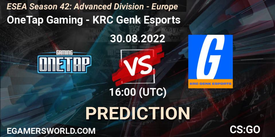 OneTap Gaming - KRC Genk Esports: Maç tahminleri. 30.08.2022 at 16:00, Counter-Strike (CS2), ESEA Season 42: Advanced Division - Europe