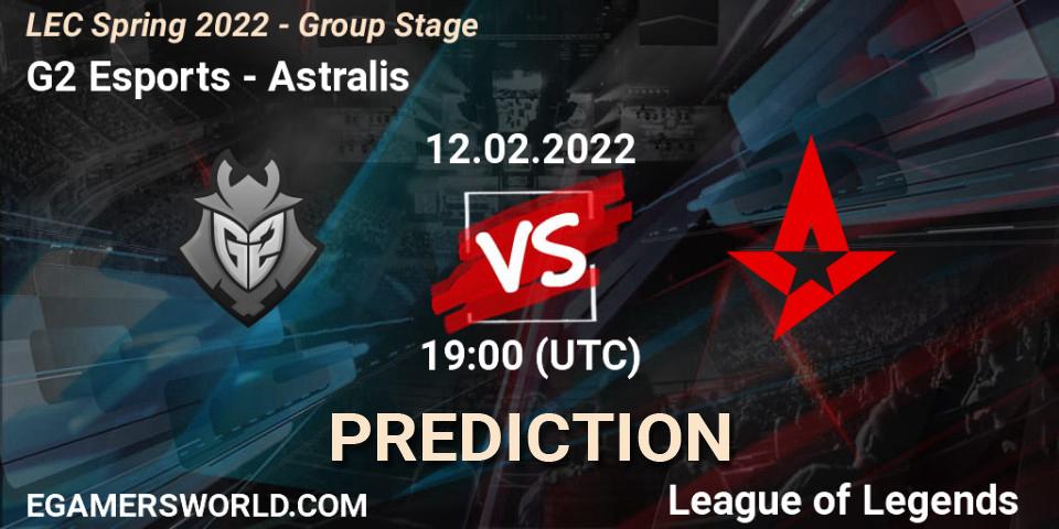G2 Esports - Astralis: Maç tahminleri. 12.02.2022 at 19:00, LoL, LEC Spring 2022 - Group Stage