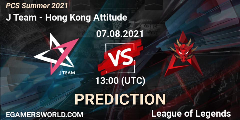 J Team - Hong Kong Attitude: Maç tahminleri. 07.08.2021 at 13:45, LoL, PCS Summer 2021