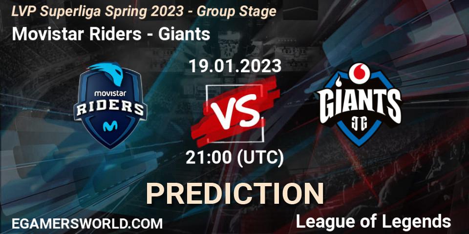Movistar Riders - Giants: Maç tahminleri. 19.01.2023 at 21:00, LoL, LVP Superliga Spring 2023 - Group Stage