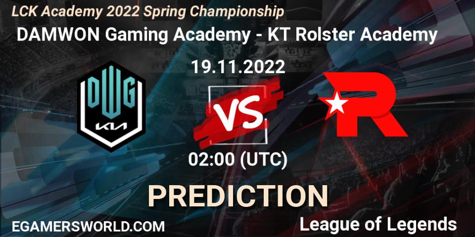  DAMWON Gaming Academy - KT Rolster Academy: Maç tahminleri. 19.11.2022 at 02:30, LoL, LCK Academy 2022 Spring Championship
