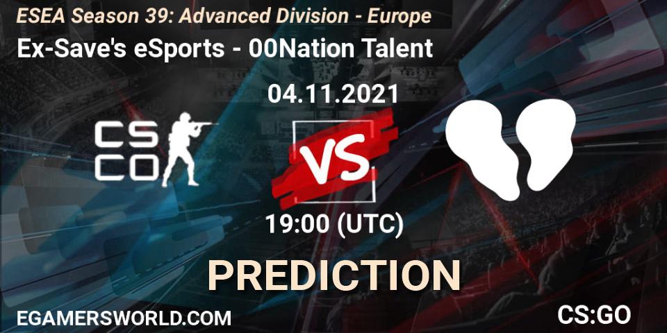 Ex-Save's eSports - 00Nation Talent: Maç tahminleri. 04.11.2021 at 19:00, Counter-Strike (CS2), ESEA Season 39: Advanced Division - Europe
