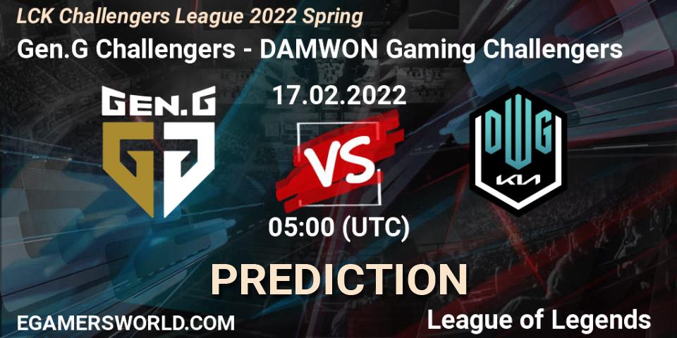 Gen.G Challengers - DAMWON Gaming Challengers: Maç tahminleri. 17.02.2022 at 05:00, LoL, LCK Challengers League 2022 Spring