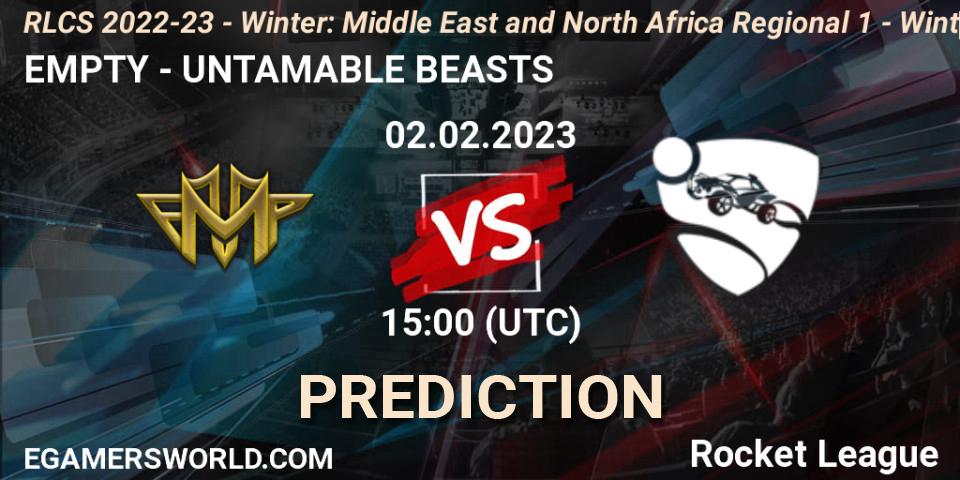 EMPTY - UNTAMABLE BEASTS: Maç tahminleri. 02.02.2023 at 15:00, Rocket League, RLCS 2022-23 - Winter: Middle East and North Africa Regional 1 - Winter Open