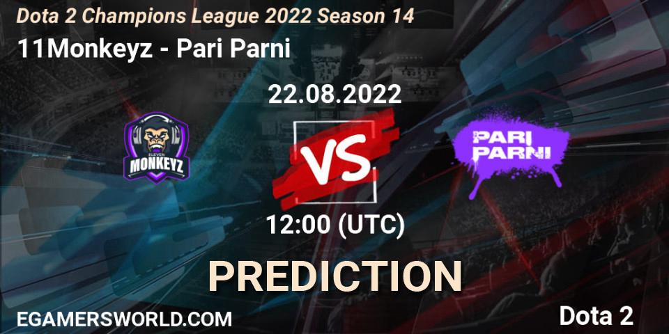 11Monkeyz - Pari Parni: Maç tahminleri. 22.08.2022 at 12:01, Dota 2, Dota 2 Champions League 2022 Season 14