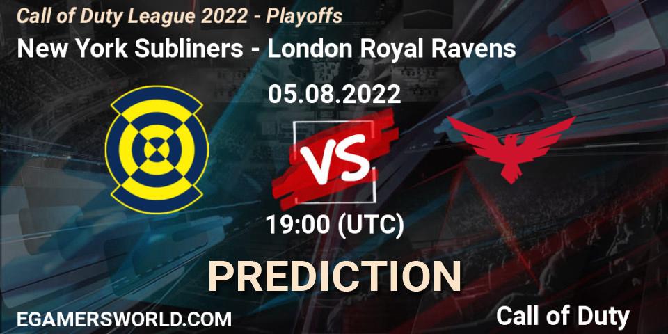 New York Subliners - London Royal Ravens: Maç tahminleri. 05.08.2022 at 19:00, Call of Duty, Call of Duty League 2022 - Playoffs