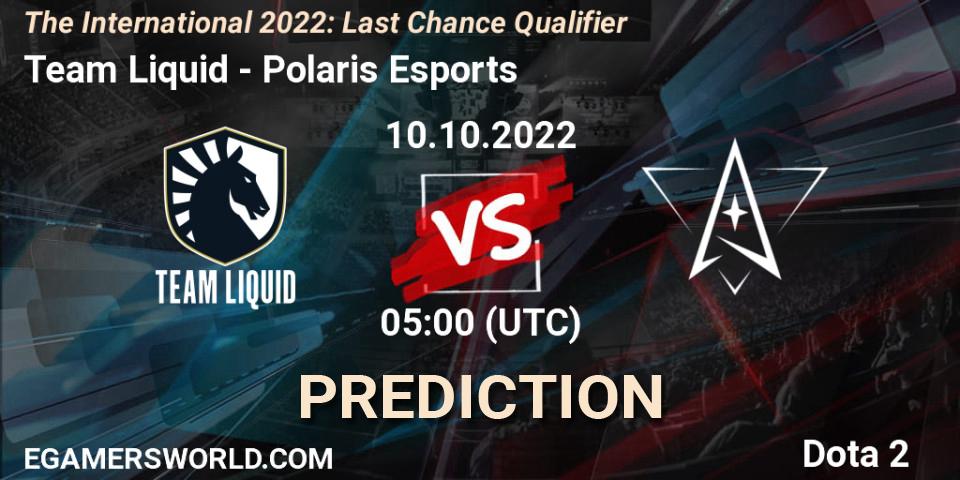 Team Liquid - Polaris Esports: Maç tahminleri. 10.10.2022 at 05:37, Dota 2, The International 2022: Last Chance Qualifier