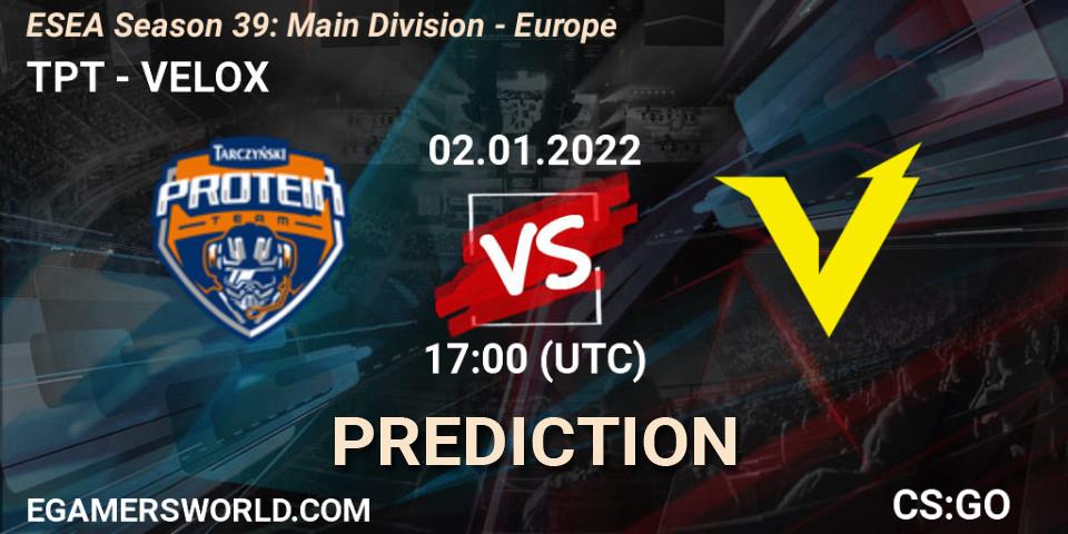 Tarczyński Protein Team - VELOX: Maç tahminleri. 02.01.2022 at 17:00, Counter-Strike (CS2), ESEA Season 39: Main Division - Europe