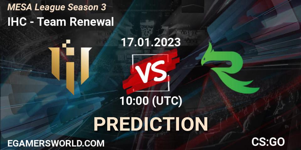 IHC - Team Renewal: Maç tahminleri. 21.01.2023 at 03:00, Counter-Strike (CS2), MESA League Season 3