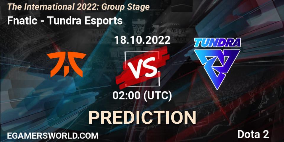 Fnatic - Tundra Esports: Maç tahminleri. 18.10.2022 at 02:03, Dota 2, The International 2022: Group Stage