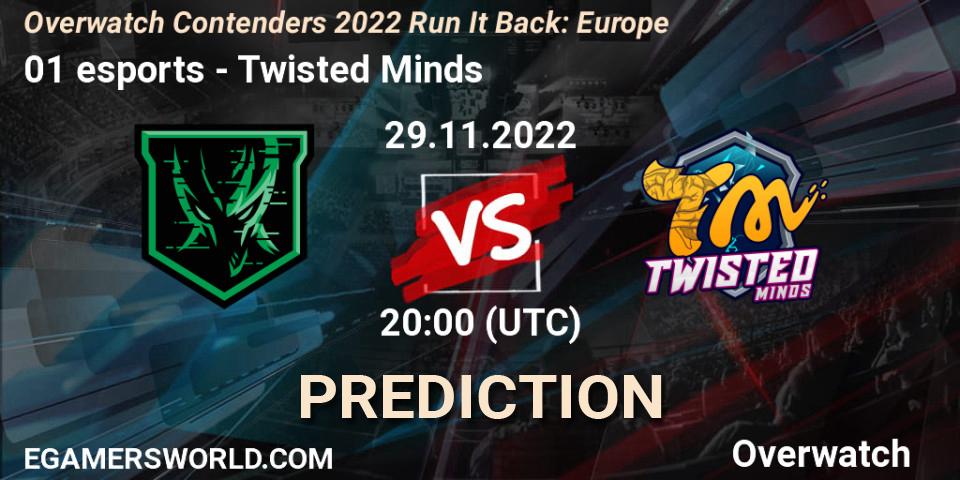 01 esports - Twisted Minds: Maç tahminleri. 29.11.2022 at 20:00, Overwatch, Overwatch Contenders 2022 Run It Back: Europe