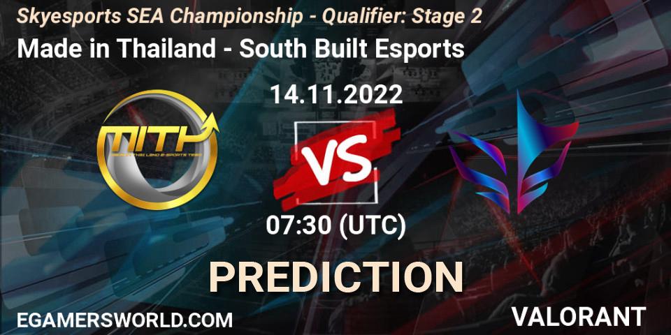 Made in Thailand - South Built Esports: Maç tahminleri. 14.11.2022 at 10:30, VALORANT, Skyesports SEA Championship - Qualifier: Stage 2