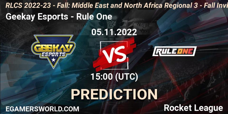 Geekay Esports - Rule One: Maç tahminleri. 05.11.2022 at 15:00, Rocket League, RLCS 2022-23 - Fall: Middle East and North Africa Regional 3 - Fall Invitational