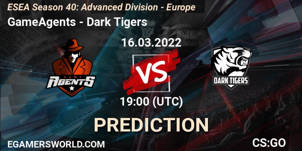 GameAgents - Dark Tigers: Maç tahminleri. 16.03.2022 at 19:00, Counter-Strike (CS2), ESEA Season 40: Advanced Division - Europe