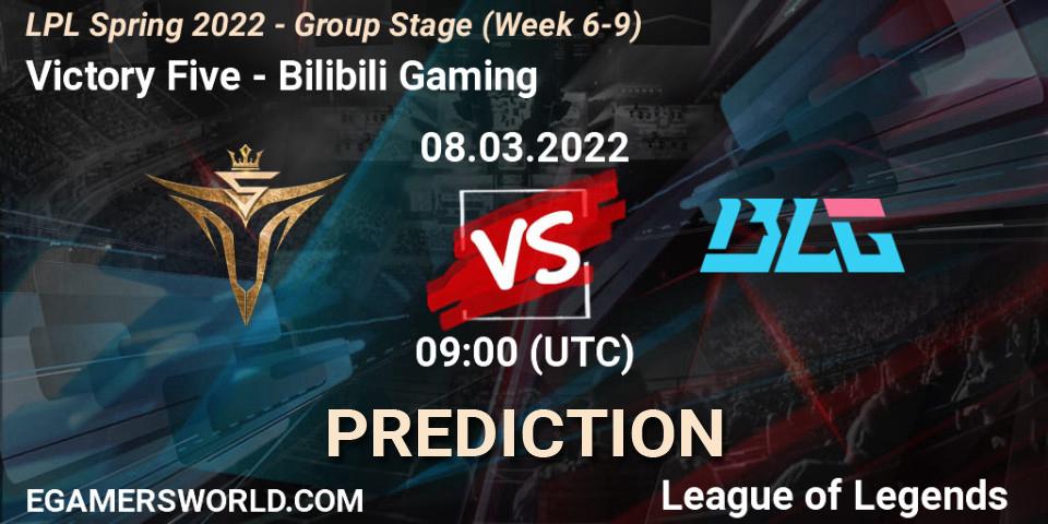 Victory Five - Bilibili Gaming: Maç tahminleri. 08.03.2022 at 11:00, LoL, LPL Spring 2022 - Group Stage (Week 6-9)