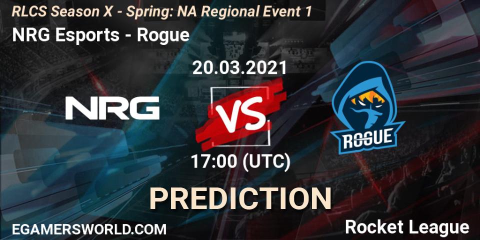 NRG Esports - Rogue: Maç tahminleri. 20.03.2021 at 17:00, Rocket League, RLCS Season X - Spring: NA Regional Event 1