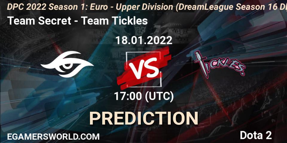 Team Secret - Team Tickles: Maç tahminleri. 18.01.2022 at 17:33, Dota 2, DPC 2022 Season 1: Euro - Upper Division (DreamLeague Season 16 DPC WEU)