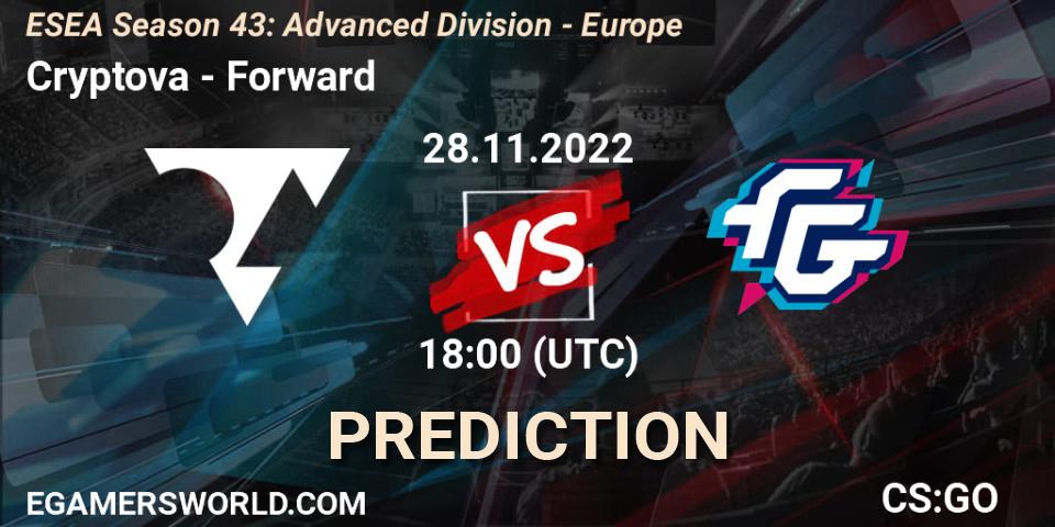 Cryptova - Forward: Maç tahminleri. 28.11.22, CS2 (CS:GO), ESEA Season 43: Advanced Division - Europe