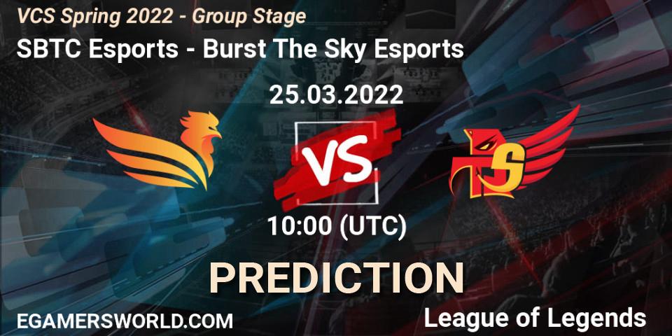 SBTC Esports - Burst The Sky Esports: Maç tahminleri. 25.03.2022 at 10:00, LoL, VCS Spring 2022 - Group Stage 